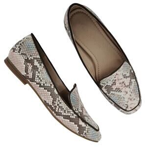 Kelly & Katie 6 Snakeskin Animal Print Loafers Women's Multicolor Round Toe Flat